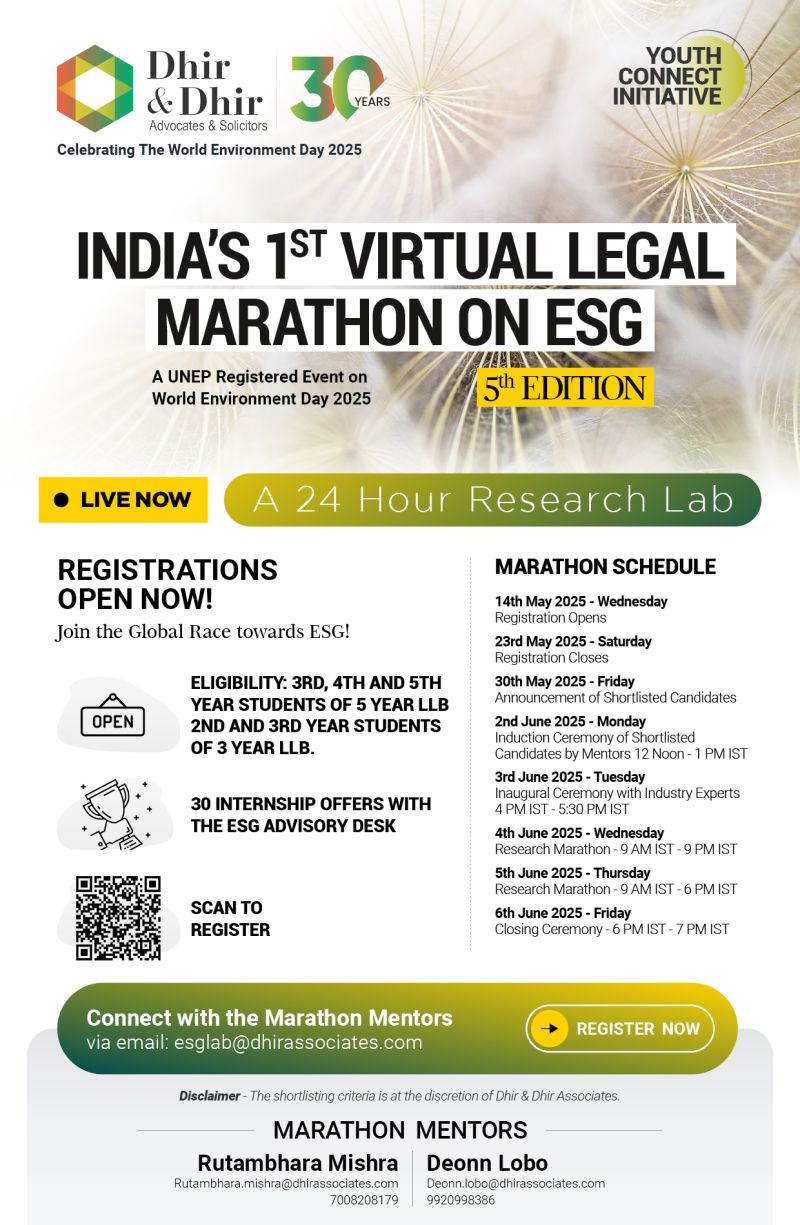 5th Edition of India's 1st Virtual Legal Marathon on ESG 1 5th Edition of India's 1st Virtual Legal Marathon on ESG
