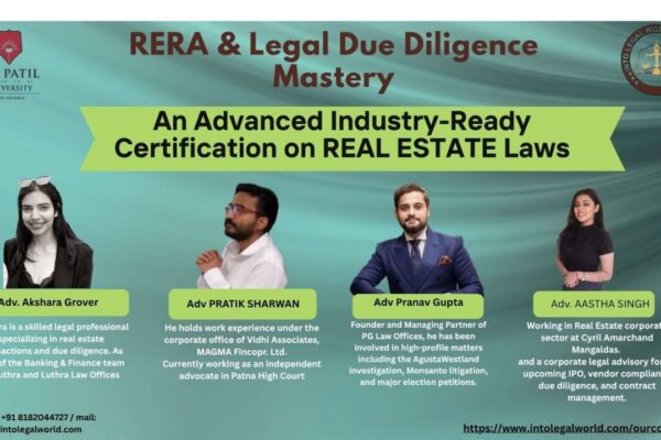RERA, Due Diligence, Certificate Course, Real Estate Law, Into Legal World Institute RERA, Due Diligence, Certificate Course, Real Estate Law, Into Legal World Institute