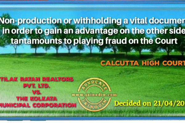 Non-production/withholding a vital document in order to gain an advantage on the other side tantamounts to playing fraud on the Court